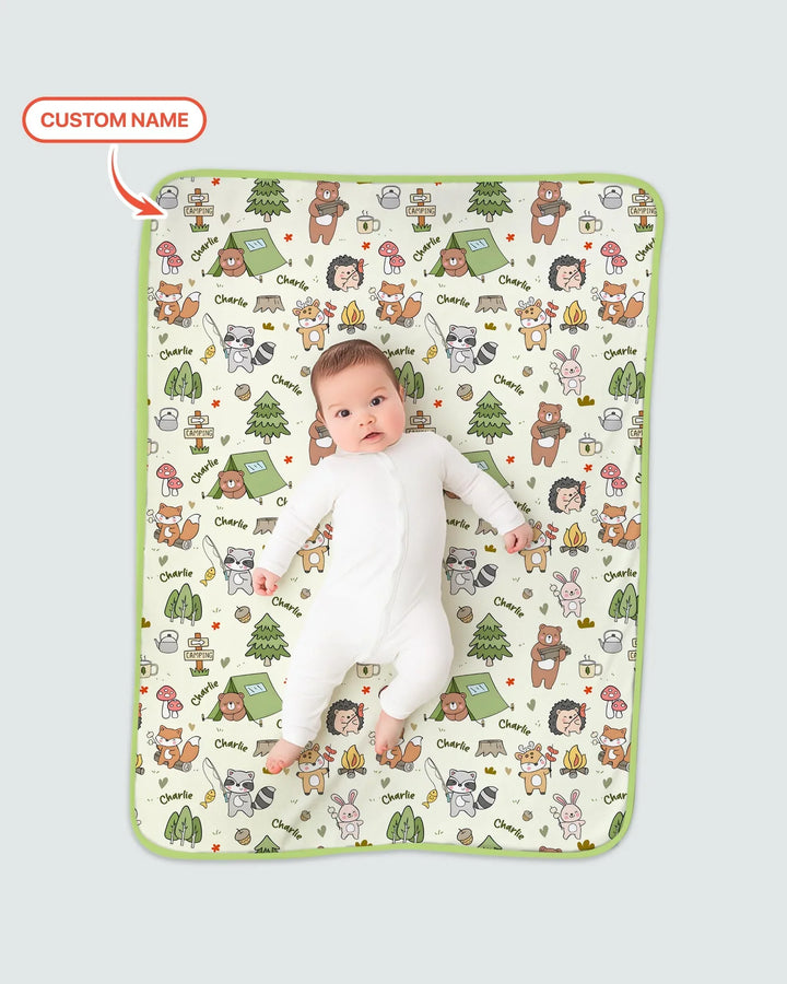 Custom Name Little Camp Buddies Bamboo Blanket