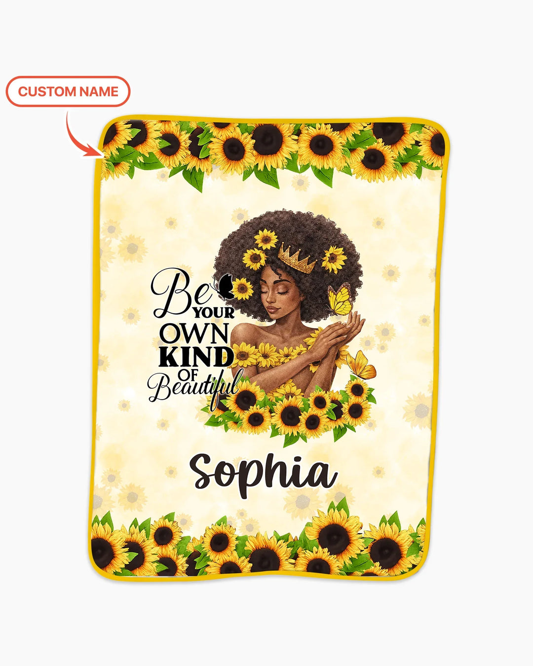 Custom Name Sunflower Queen Bamboo Blanket