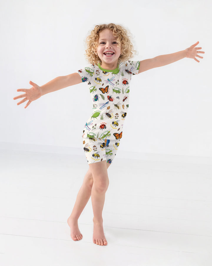 Bug Learning Bamboo Two Piece Short Sleeve Shorts Pajama Set