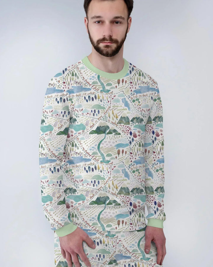 Whimsical Psalms 23 Map Men's Pajama Set