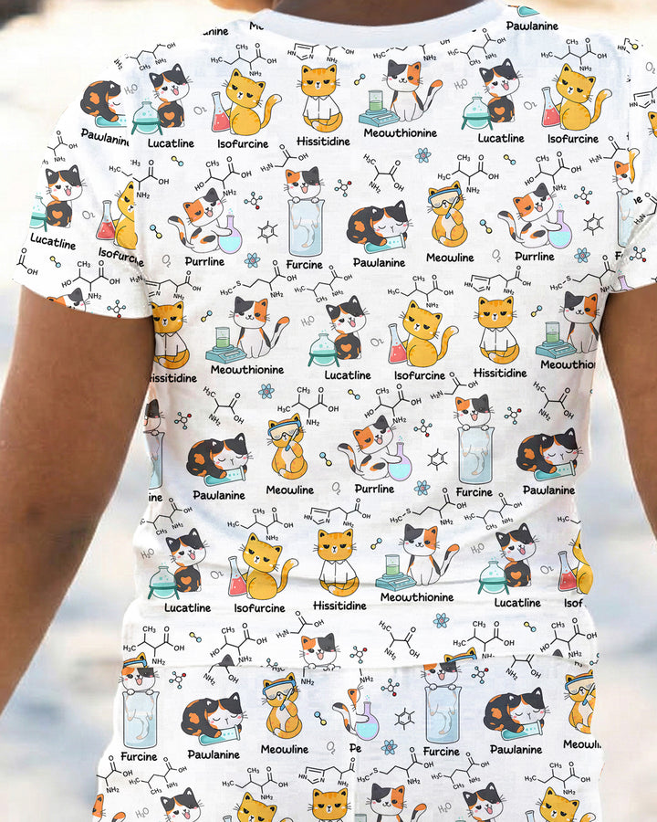 Biochemistry Cat Bamboo Two Piece Short Sleeve Pajama Set