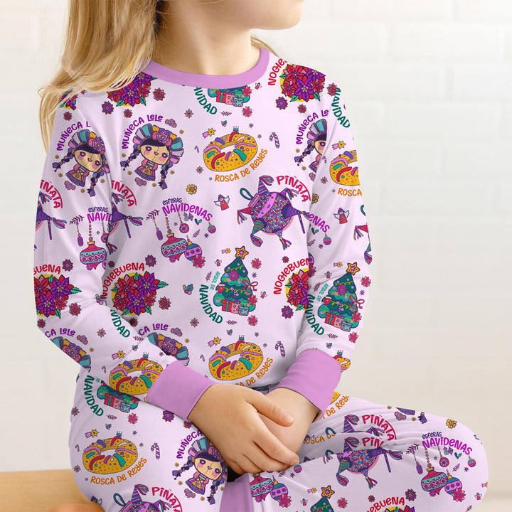 Zweiteiliges Langarm-Pyjama-Set mit Sommerfrüchten