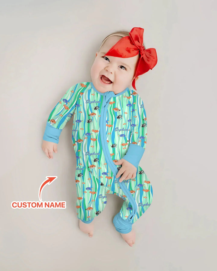 Custom Name Summer Beach Bamboo Convertible Zippy