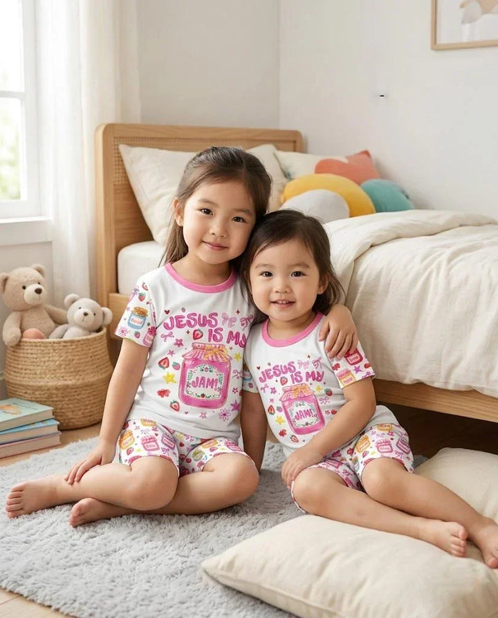 Preppy Summer Jesus Is My Jam Bamboo Two Piece Short Sleeve Pajama Set