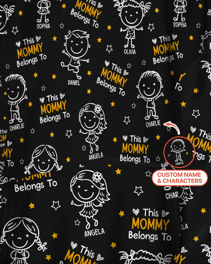 Custom Name "This Mommy Belongs To" Doodle Bamboo Blanket Hoodie