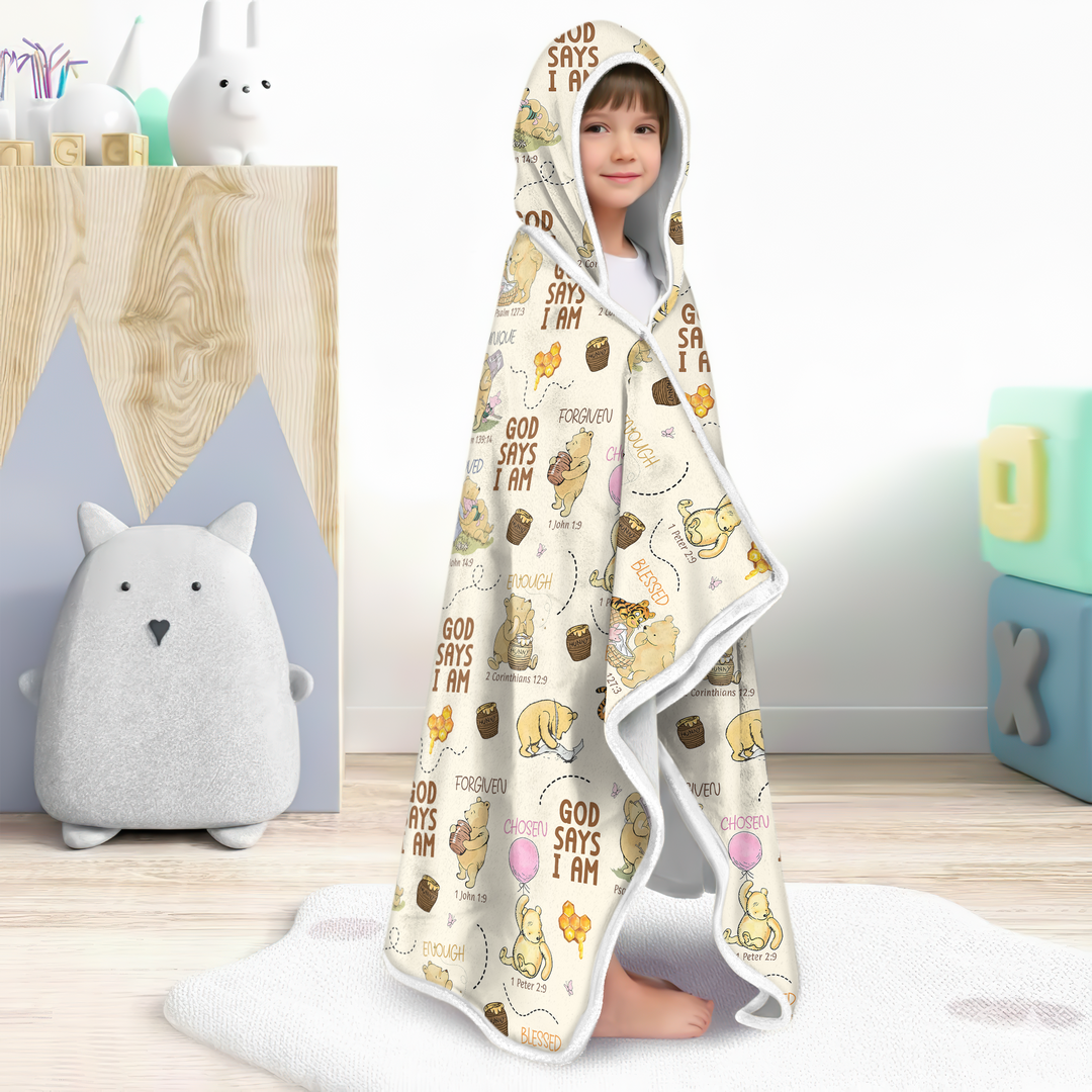 God Says I Am Little Blessings Wearable Hooded Blanket