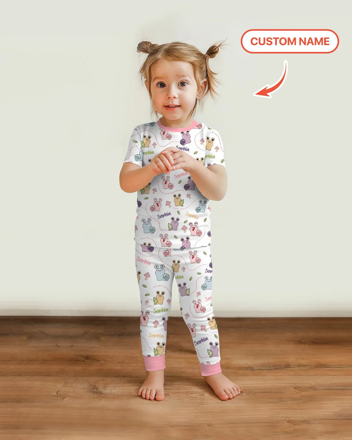 Custom Name Snailed it! Bamboo Two Piece Short Sleeve Pajama Set