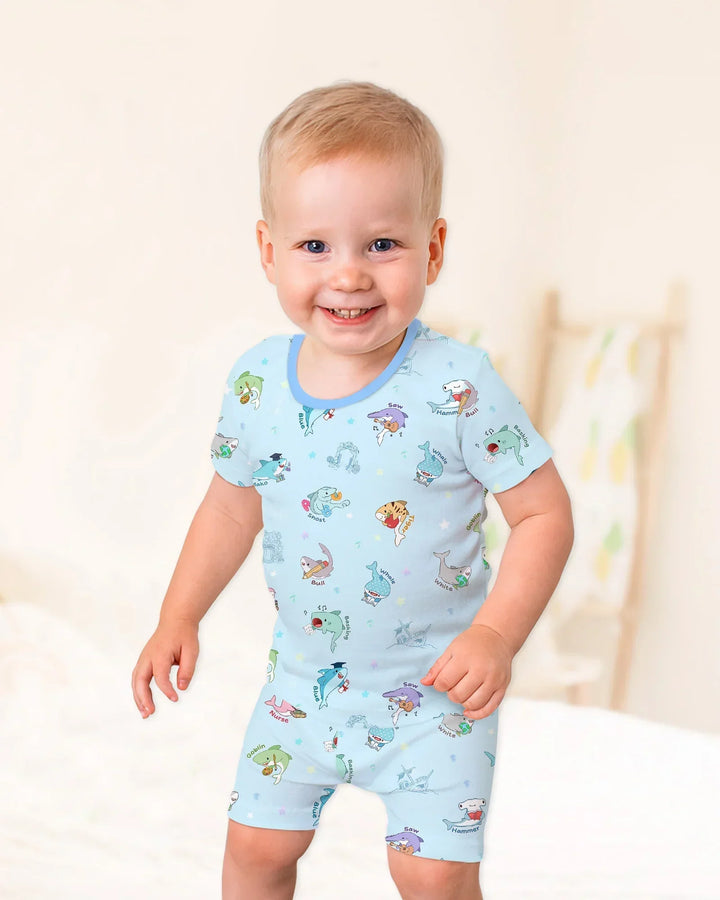 Shark School Bamboo Two Piece Short Sleeve Shorts Pajama Set