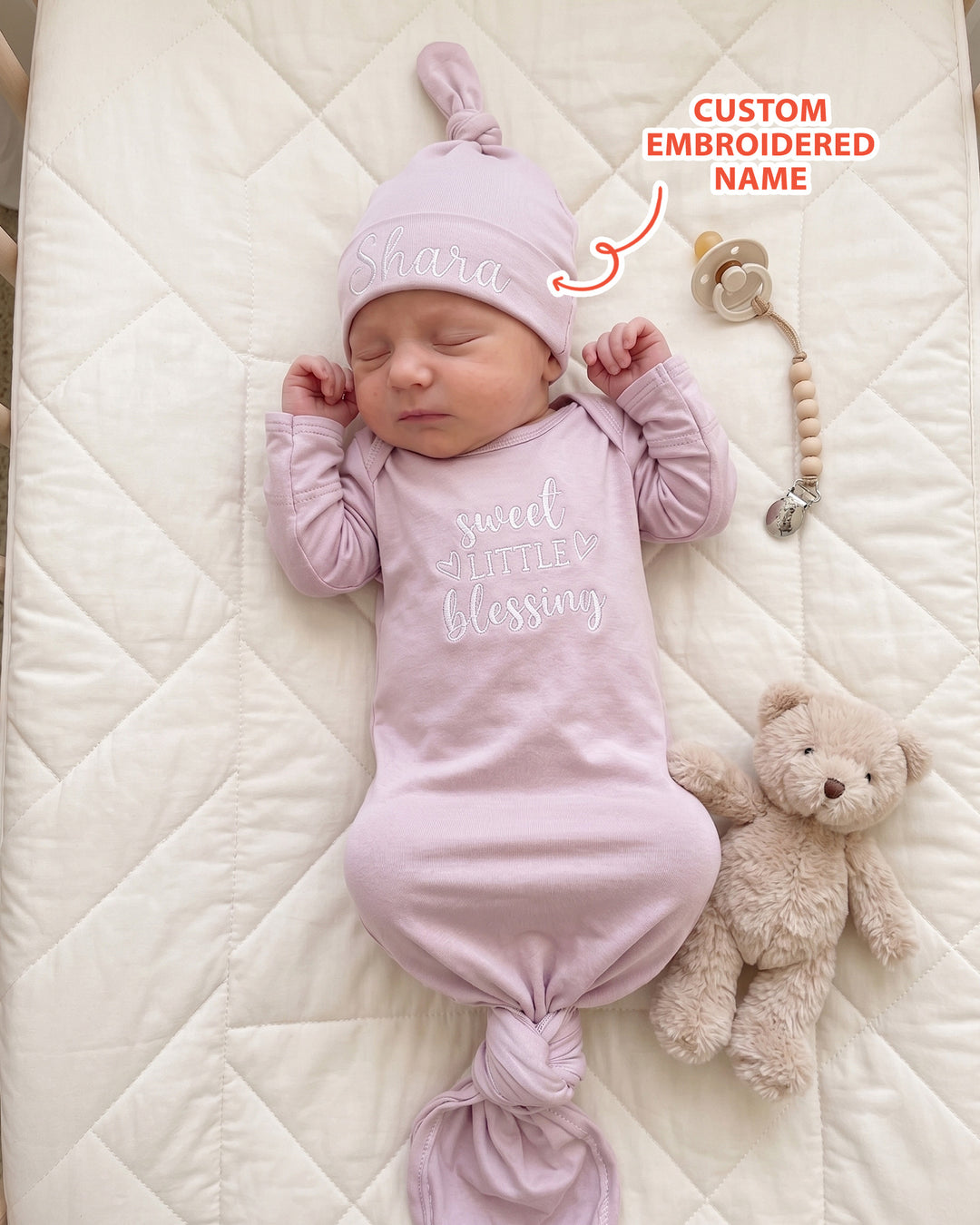 Personalized Little Blessing Embroidered Bamboo Welcome Home