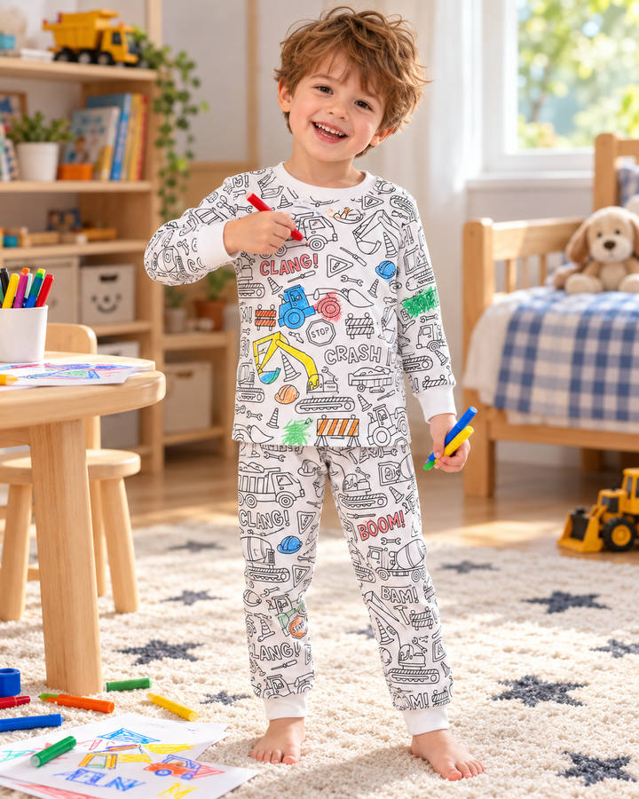 Conjunto de pijama de dos piezas de manga larga de bambú todo colorable
