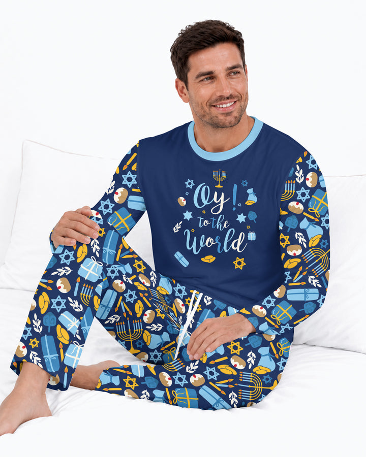 Oy to the World Hanukkah Bamboo Men's Pajama Set