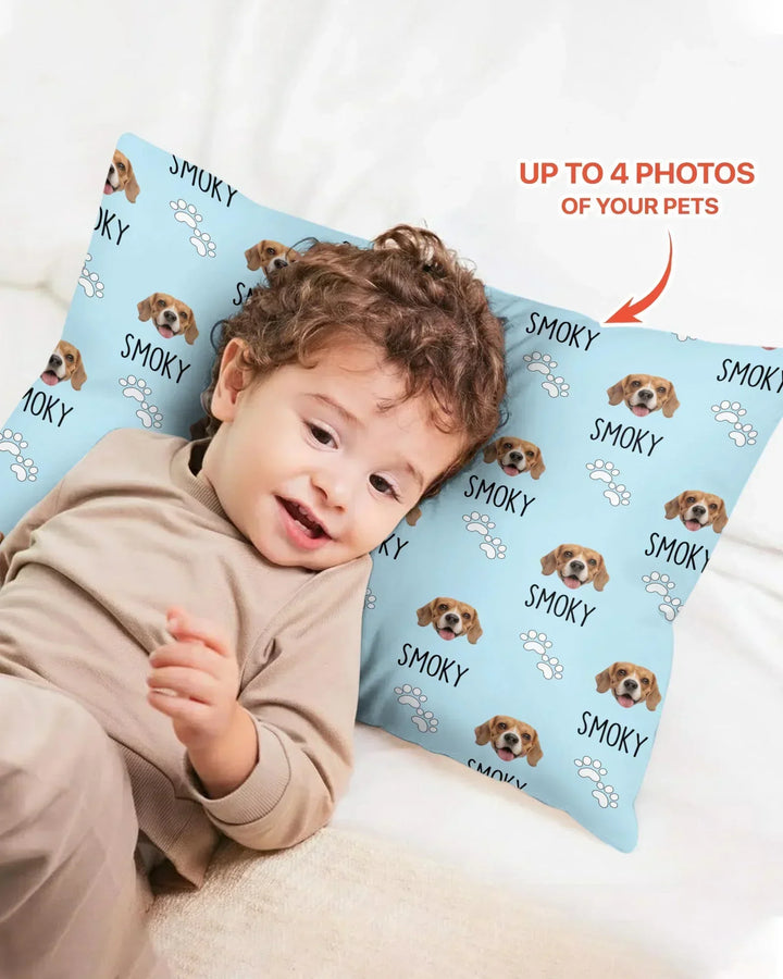 Custom Name and Pet Photos Pillow Case