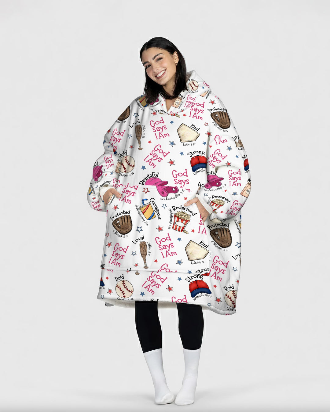 Christian Baseball Wearable Blanket Hoodie