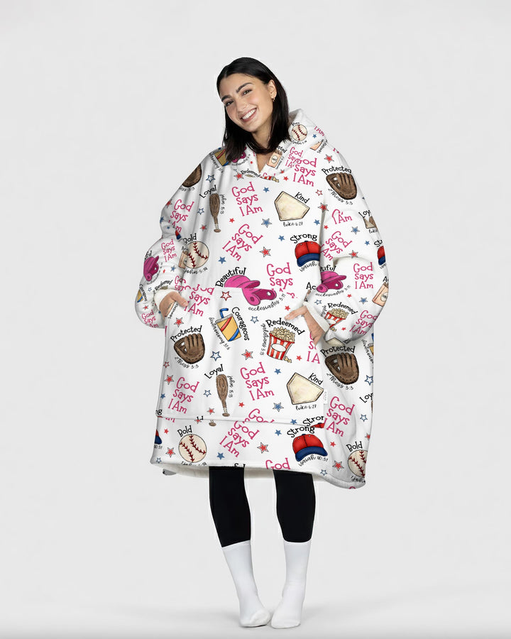 Christian Baseball Wearable Blanket Hoodie