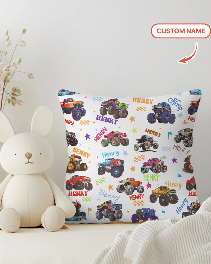 Monster Truck Custom Name Bamboo Pillow Case
