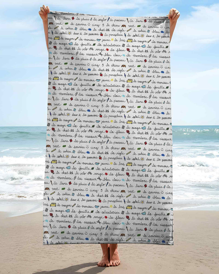 French Classroom Notes Bamboo Beach Towel