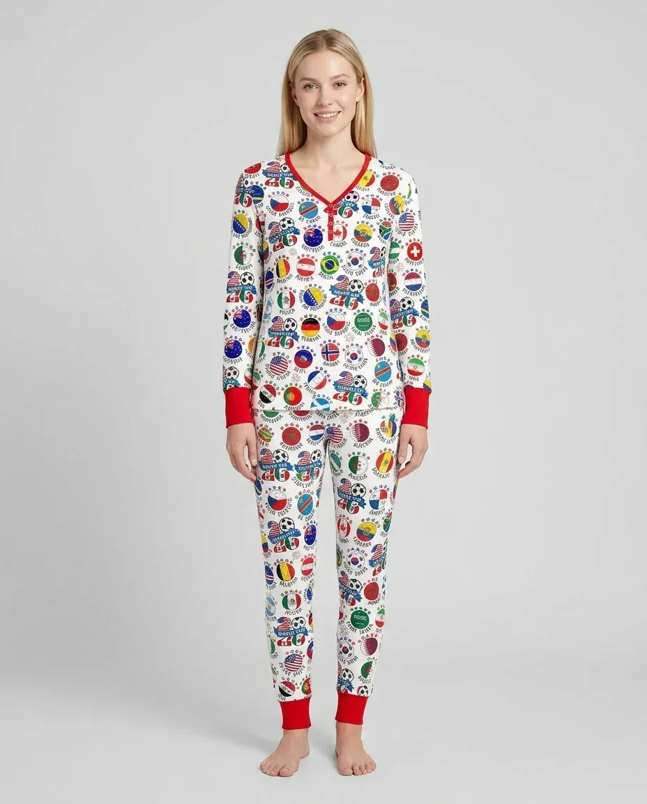 The World Plays Here 2026 Soccer Tour Bamboo Women Pajama Set