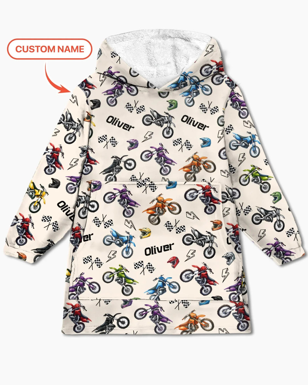 Custom Name Little Dirt Bike Rider Bamboo Blanket Hoodie