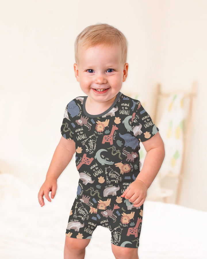 Funny African Animals Two Piece Short Sleeve Shorts Pajama Set