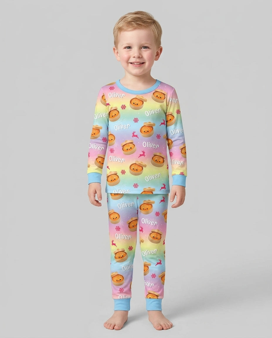 Christmas Cutie Dumpling Bamboo Two Piece Long Sleeve Pajama Set