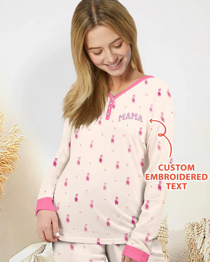 Custom Embroidered Mommy and Me Matching Bamboo Women Pajama Set