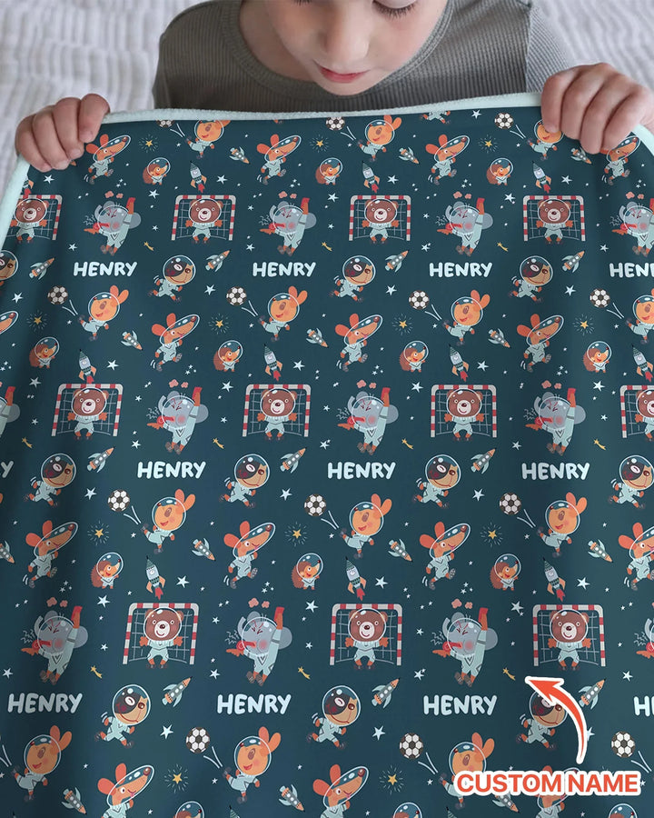 Space Soccer Bamboo Blanket