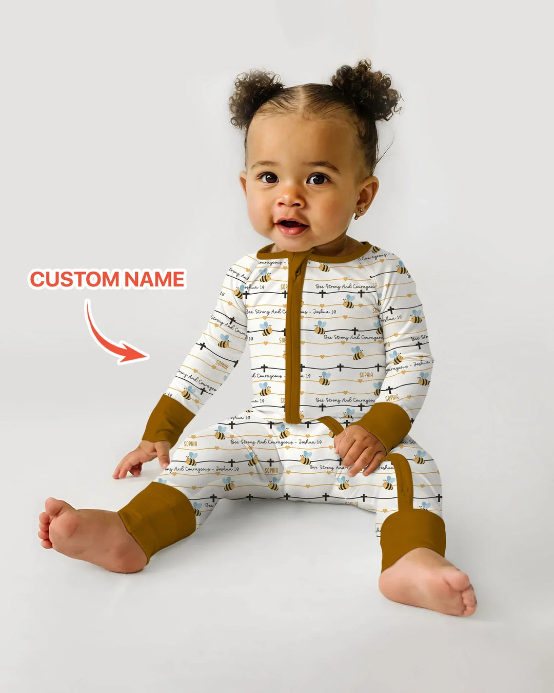 Bee Strong And Courageous Custom Name Bamboo Convertible Zippy