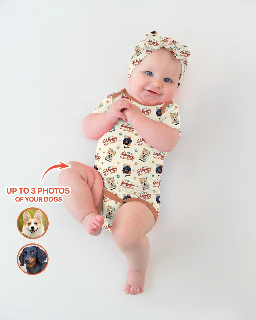Custom Dog Photos "My Siblings Have Paws" Bamboo Bodysuit