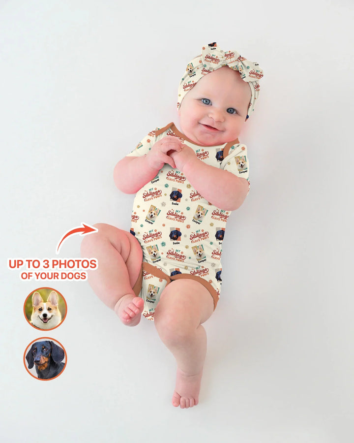 Custom Dog Photos "My Siblings Have Paws" Bamboo Bodysuit