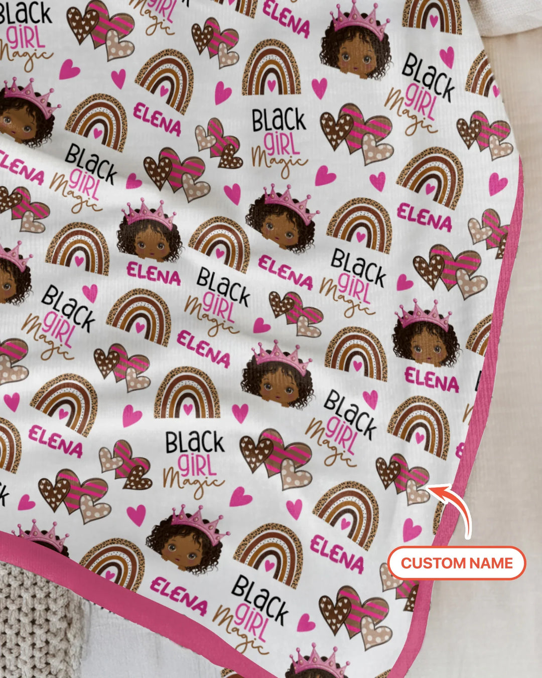 Custom Name Black Girl Magic Bamboo Blanket