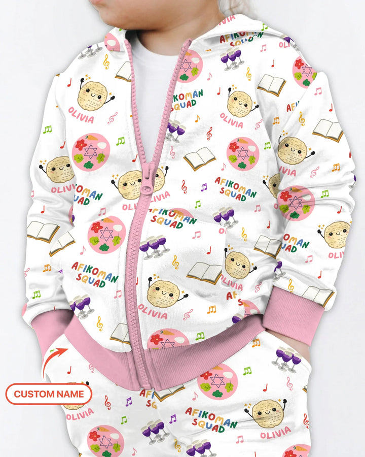 Custom Name Passover Afikoman Squad Zip Hoodie