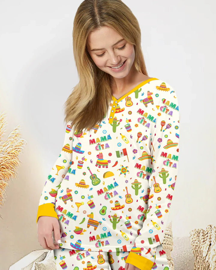 Conjunto de pijama de bambú para mujer a juego con la familia del Cinco de Mayo