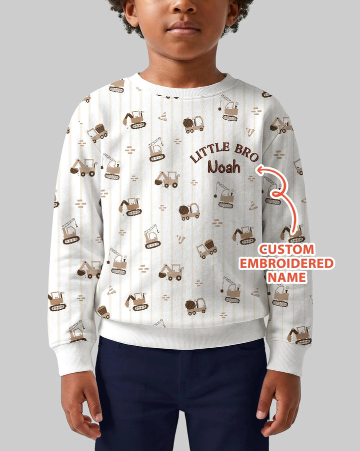 Custom Embroidered Name Constructor Little Bro Bamboo Crewneck Sweatshirt