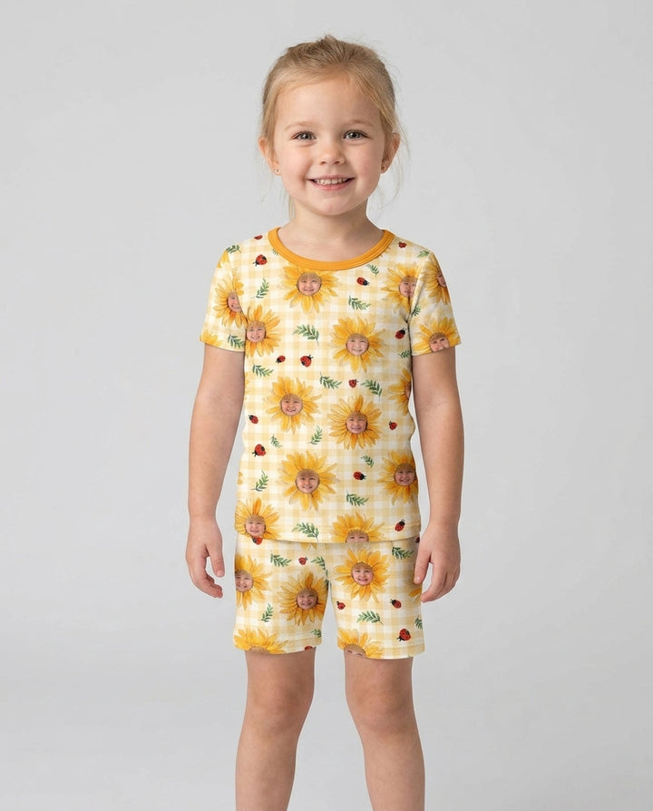 Conjunto de Pijama de Dos Piezas de Bambú con Mangas Cortas y Pantalones Cortos