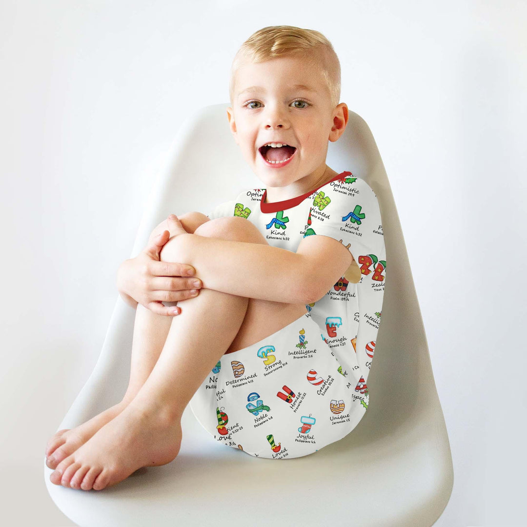 Christmas God Say I Am Alphabet Two Piece Short Sleeve Pajama Set