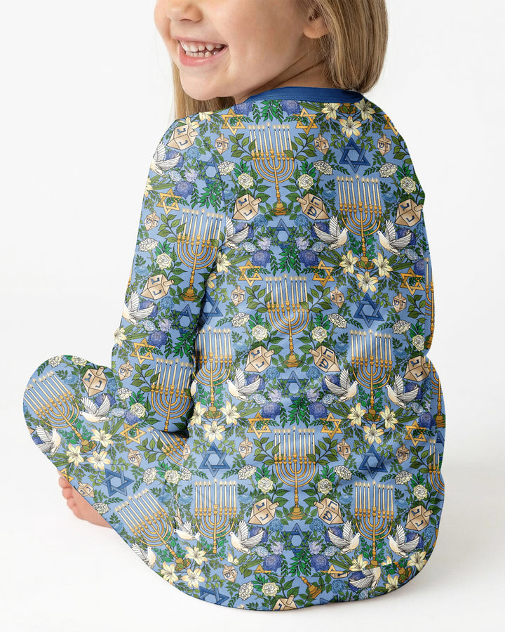 Hanukkah the Festival of Lights Mommy & Me Matching Bamboo Two Piece Long Sleeve Pajama Set