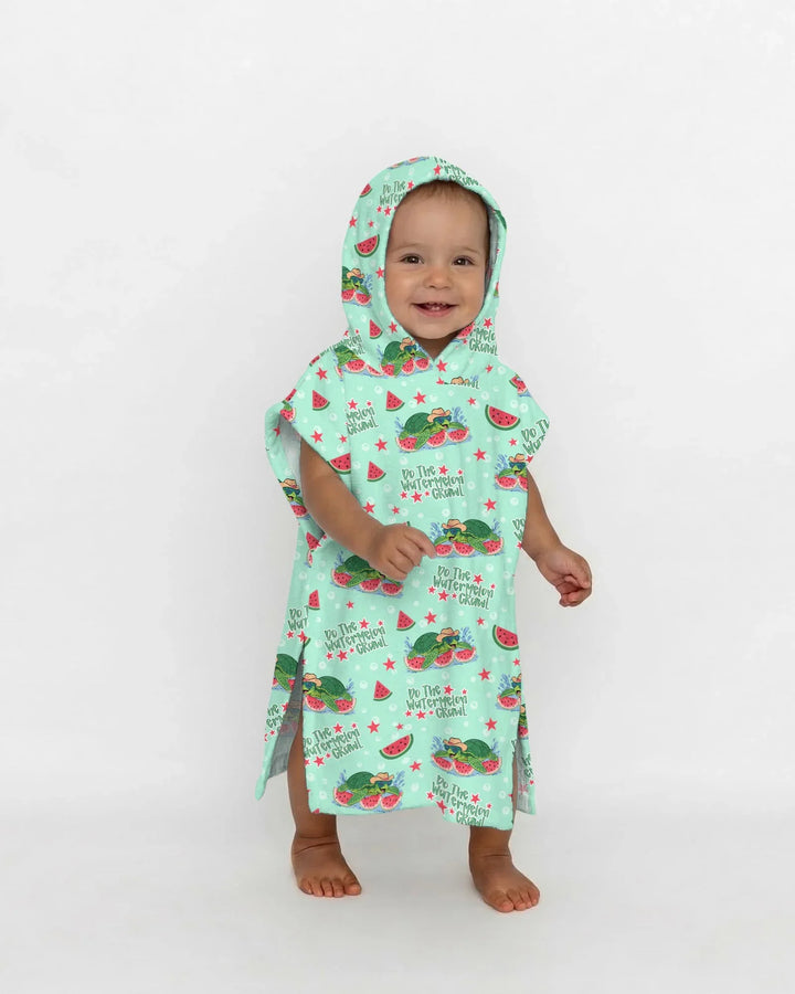 Wassermelonen-Schildkröten Familie passender Bambus-Bade-Poncho