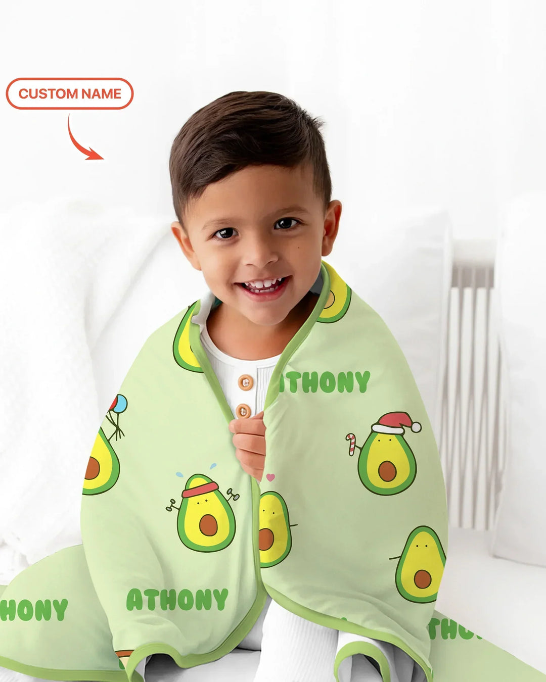 Custom Name Cute Avocado Blanket
