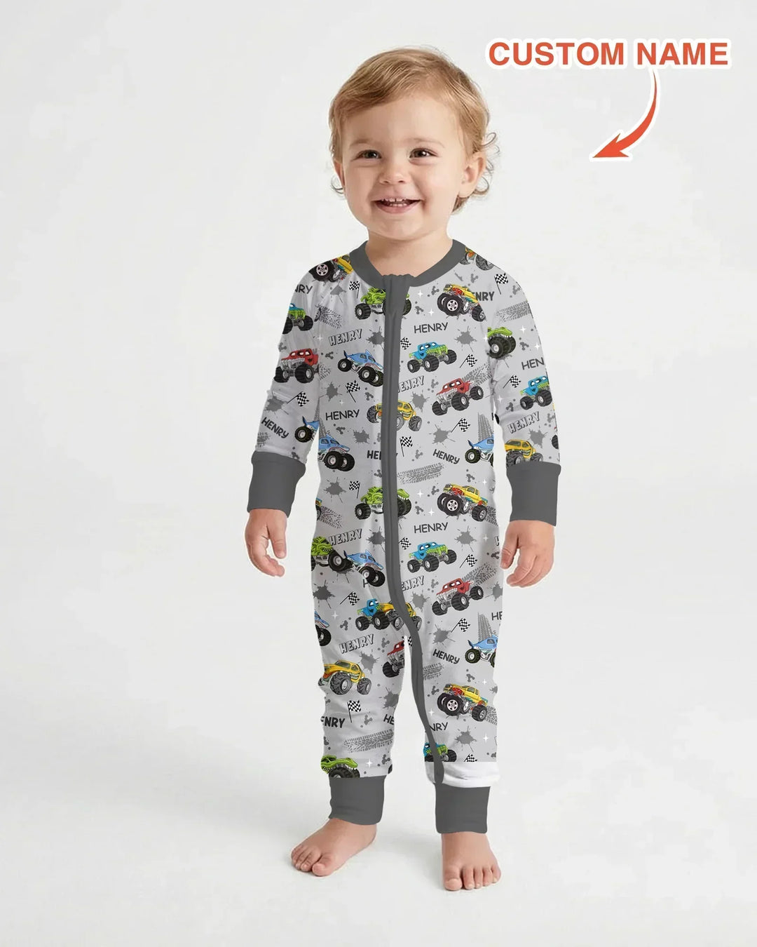 Monster Truck Dirt Jam Custom Name Daddy & Me Matching Convertible Zippy