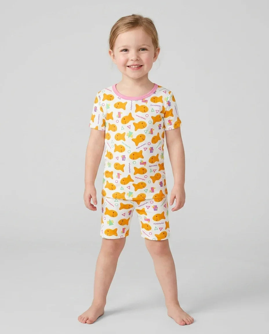 Conjunto de Pijama de Dos Piezas de Bambú con Mangas Cortas y Pantalones Cortos