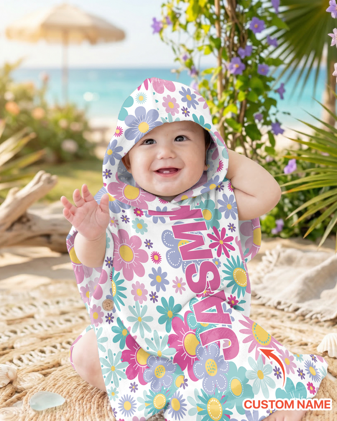Pretty Pattern Bamboo Swim Poncho