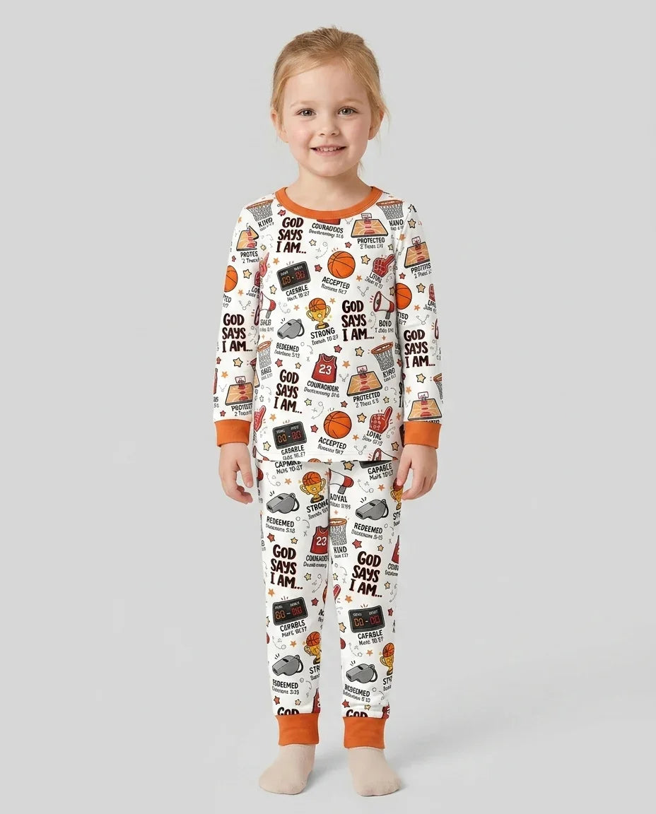 Basketball God Says I Am Bamboo Two Piece Long Sleeve Pajama Set