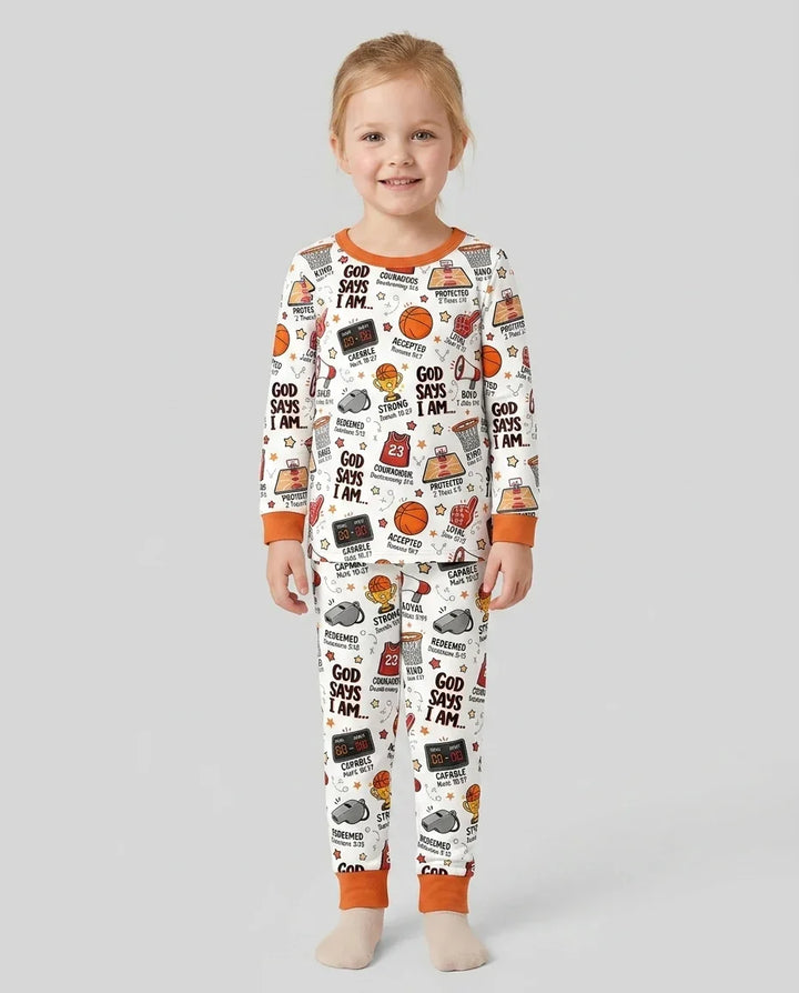 Basketball God Says I Am Bamboo Two Piece Long Sleeve Pajama Set