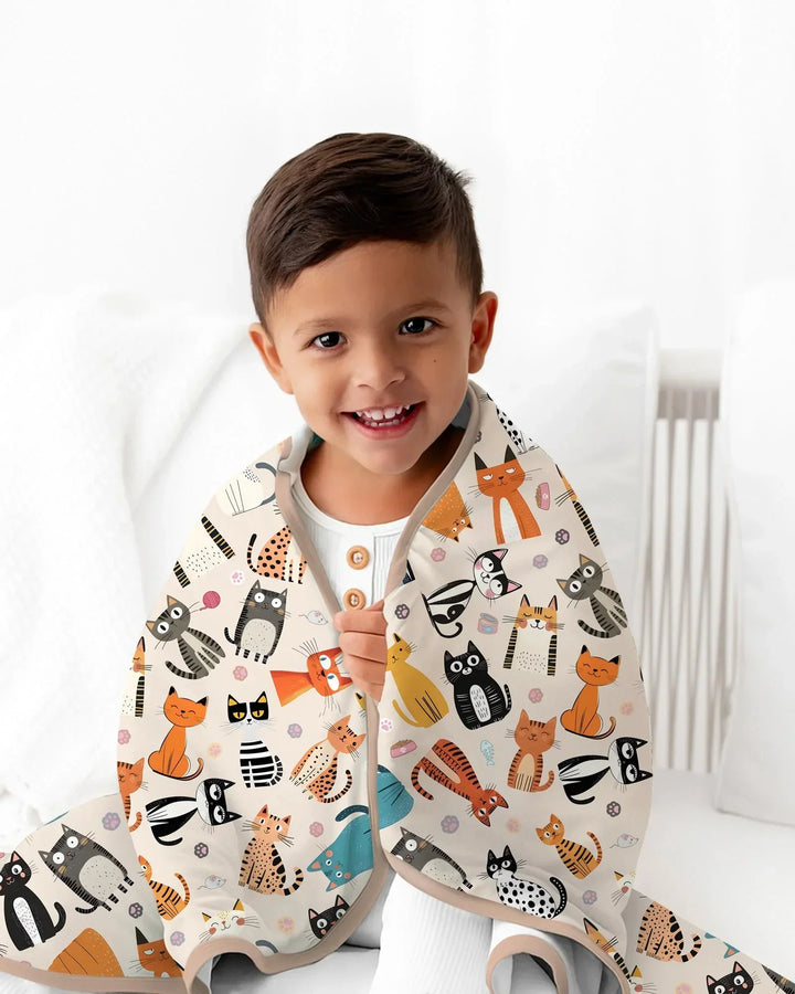 Goofy Mischief Cat Family Matching Bamboo Blanket