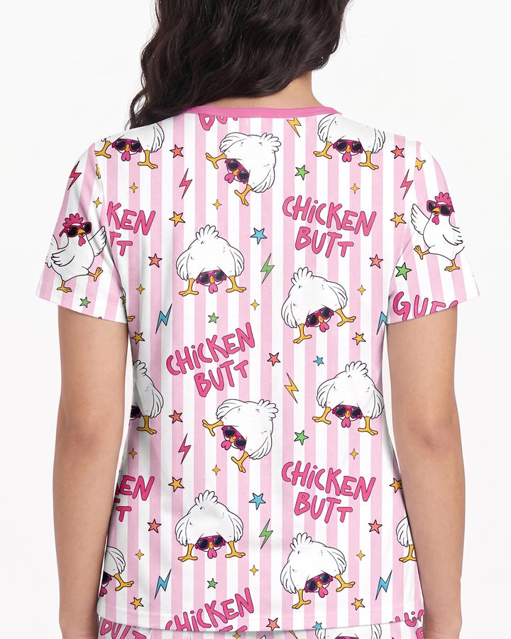 Guess What? Chicken Butt! Bamboo Women Short Sleeve Short Pajama Set
