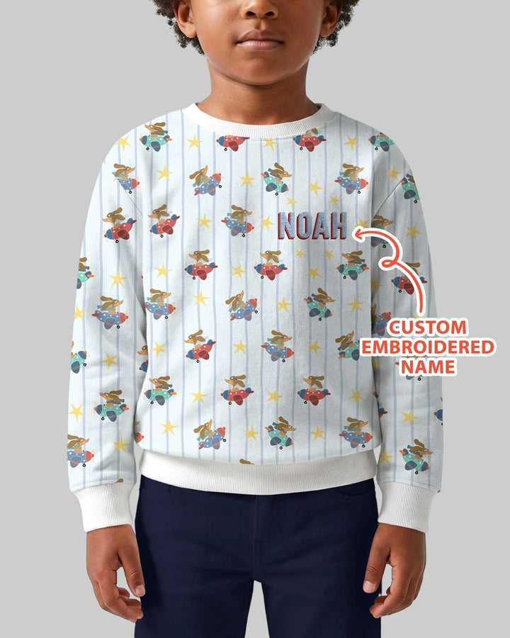 Custom Name Embroidered Dachshund Pilot Bamboo Crewneck Sweatshirt