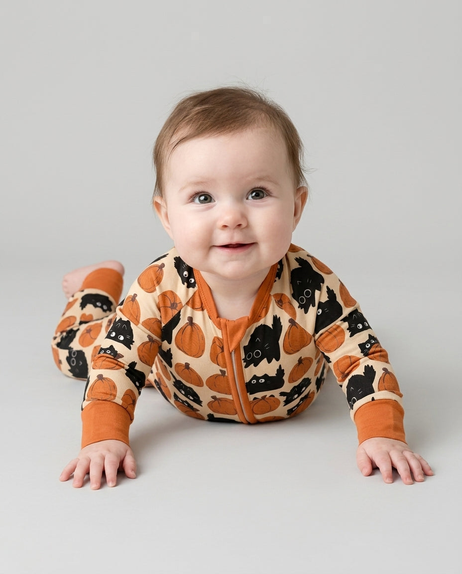 Black Cat Pumpkins Bamboo Convertible Zippy