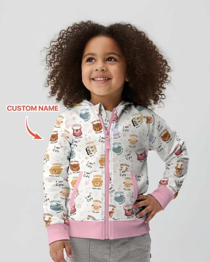 God’s Little Zoo Custom Name  Zip Hoodie