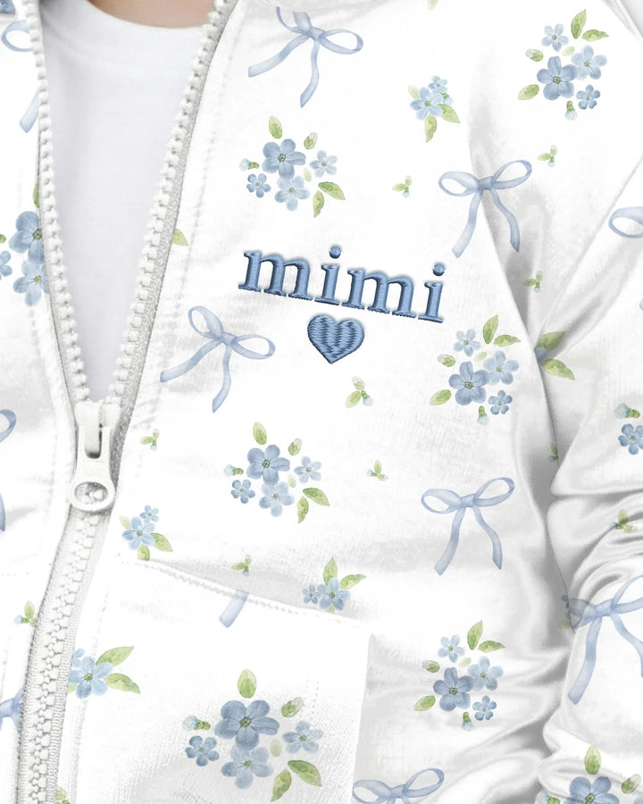 Mommy and Me Matching Embroidered Baby Bamboo Zip Hoodie