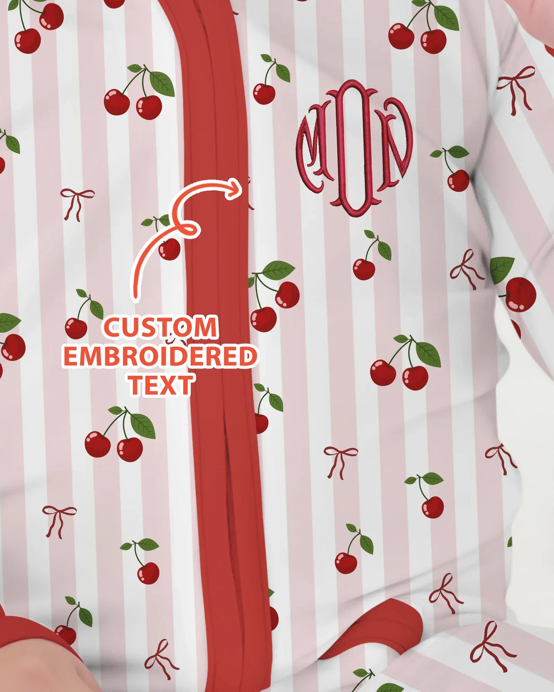 Personalized Embroidered Monogram Letter Cherry Bamboo Convertible Zippy